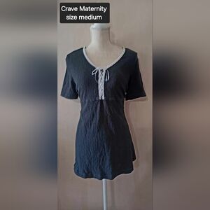 Black and White Short Sleeve Tie Front Blouse